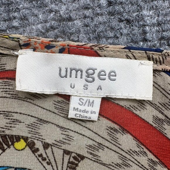 Umgee USA Cardigam Womens S/M Kimono Tribal Pom Pom Trim Sheer Open Boho Artsy - Picture 3 of 14